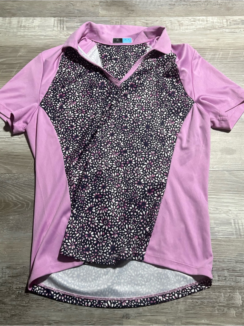 PGA Tour Women's Large Floral Pink Golf Polo